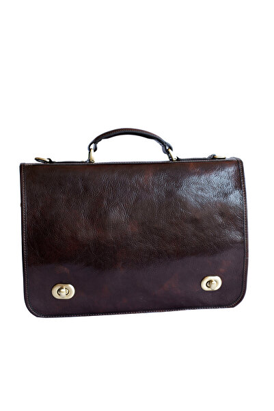 UTIL LAND FASHION Briefcase, laptop case made of genuine vachetta leather, S110