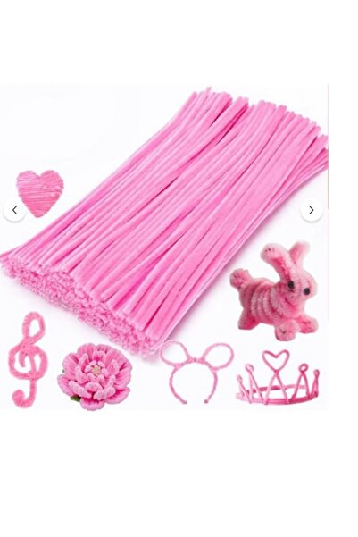 hobi market art 100 ADET AÇIK PEMBE ŞÖNİL,Çiçek Yapımına Uygun Tüylü Tel 30 c...