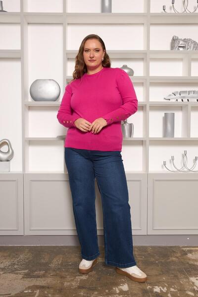 RMG Large Size Knitwear with Drop Sleeves Detail