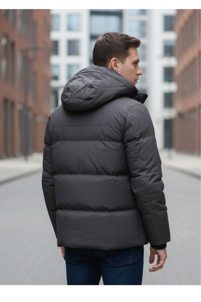 embody Men's Winter Jacket Men's Thick Winter Jacket with Detachable Hood dark khaki 52036-6