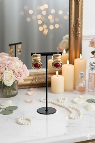 Dorvina Brass Women's Earrings Gold Burgundy Color Vintage Non-Tarnish |   Stylish and Durable Jewelry, Accessory