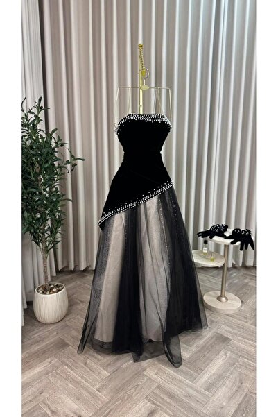 BURGUNDY فستان شتوي جوخ مع تل مطرز بلول براند برغندي