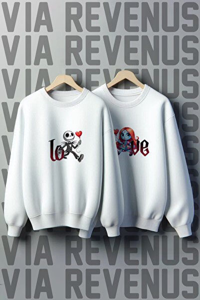 Vordevia Nightmare Love Printed Crew Neck 3 Thread Fleece-Lined Lover Combination Sweatshirt
