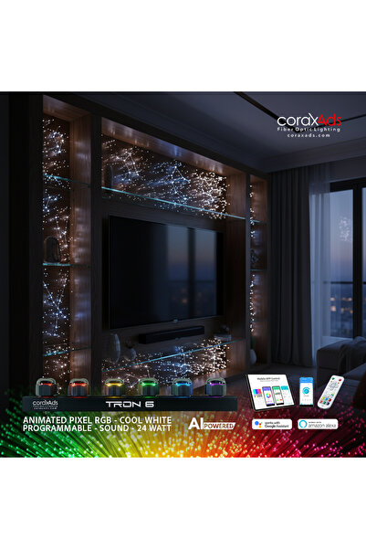 coraxads TV ARKASI ÜNİTESİ AMBİYANS AYDINLATMA FİBER OPTİK YILDIZ SETİ - KAYAN YILDIZLI