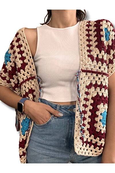 diğerr1 Megahan Boutique Handmade Tie-Up Long Bohemian Women's Vest