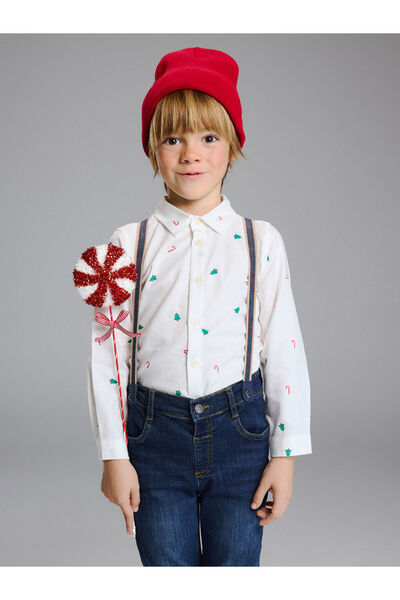 LC Waikiki Cămașă pentru băiat Ecru Regular Fit cu imprimeu de la plus-store