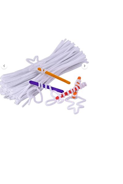 hobi market art 100 ADET BEYAZ ŞÖNİL,Çiçek Yapımına Uygun Tüylü Tel 30 cm 6 mm