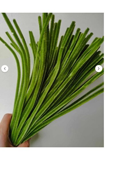 hobi market art 100 ADET YAĞ YEŞİLİ ŞÖNİL,Çiçek Yapımına Uygun Tüylü Tel 30 c...