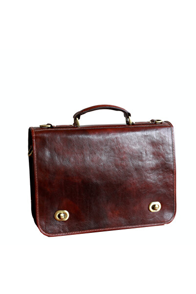 UTIL LAND FASHION Briefcase, laptop case made of genuine vachetta leather, S110