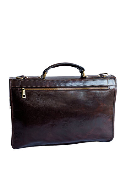 UTIL LAND FASHION Briefcase, laptop case made of genuine vachetta leather, S110