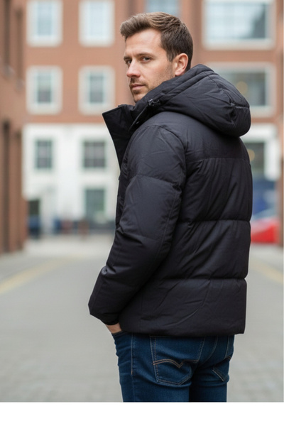 embody Men's Thick Winter Jacket with Detachable Hood black 52036-1