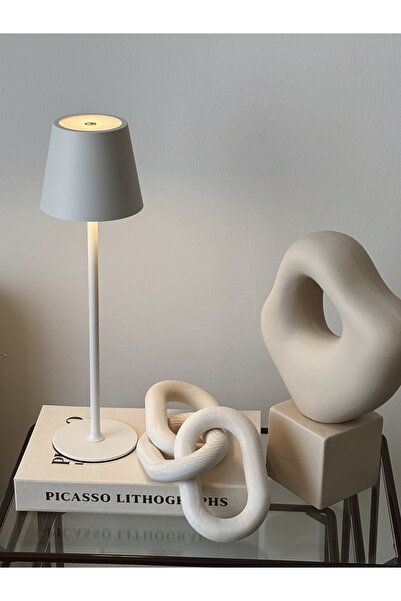 SUELF CO Beyaz Metal Dokunmatik Abajur