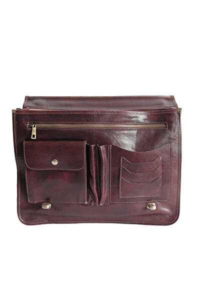 UTIL LAND FASHION Briefcase, laptop case made of genuine vachetta leather, S110