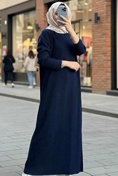 Mossta Navy Blue Long Hijab Dress