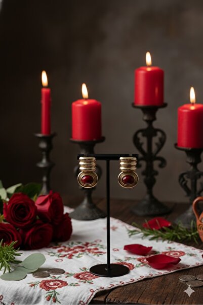 Dorvina Brass Women's Earrings Gold Burgundy Color Vintage Non-Tarnish |   Stylish and Durable Jewelry, Accessory