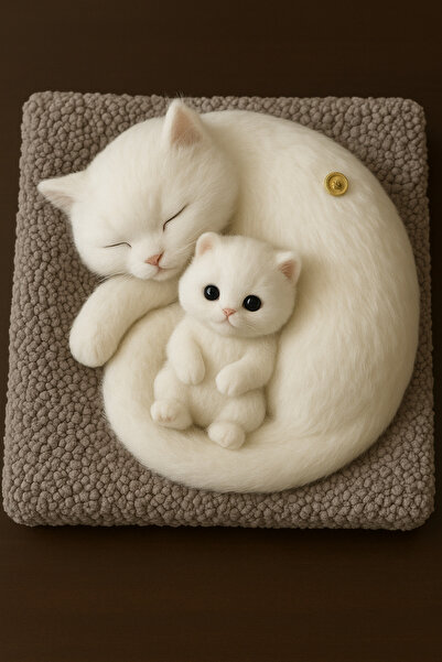 Emy Noi Toys Decorative sleepy kitty on a pillow (realistic toy/plush)