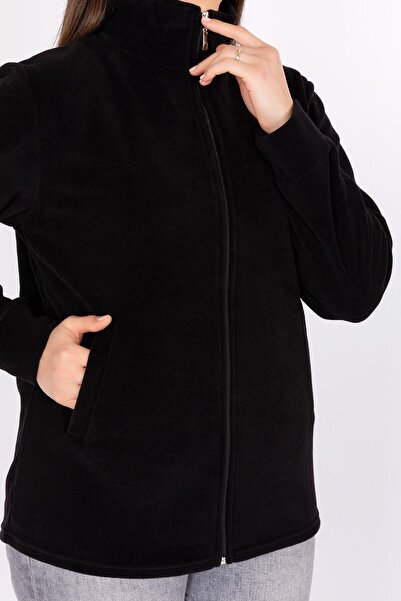 ÜMİTEKS KİDS CLUB Unisex Winter Black Fleece Cardigan Coat Winter Coat Fleece