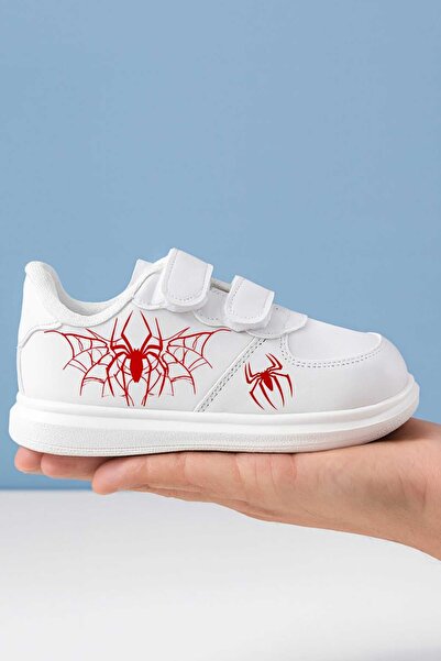 lias desing Red Hero Spider Web Printed Boy's Sports Shoes Sneaker with Band