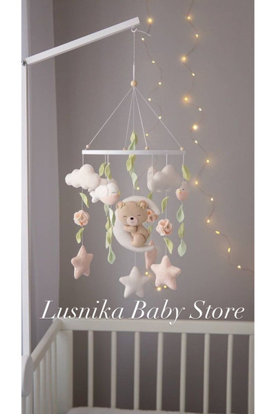LusnikaStore Beşik Dönencesi ( Müziksiz) Beşik Yanı Süsü Bebek Odası Dekorasy...