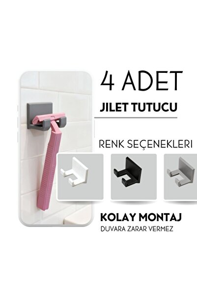 Famira Trading Yapışkanlı Jilet Tutucu 4’lü – Banyo ve Duş İçin Duvar Askısı,...