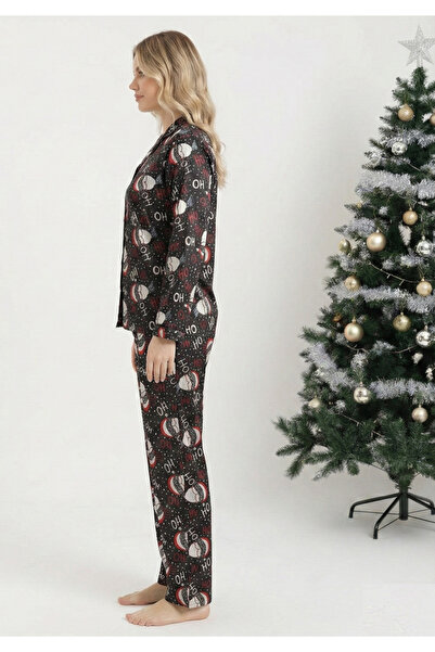 embody Women's buttoned pyjamas made of fine velour material Christmas gift