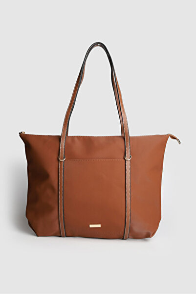 Rivina Lore Front Pocket Detailed Tote Model Satin Large Size Handbag and Sho...