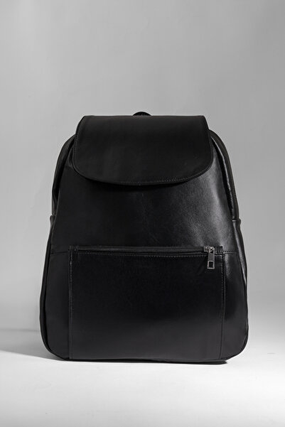 fubileather حقيبة ظهر فاخرة من الجلد الطبيعي باللون الأسود الحضري