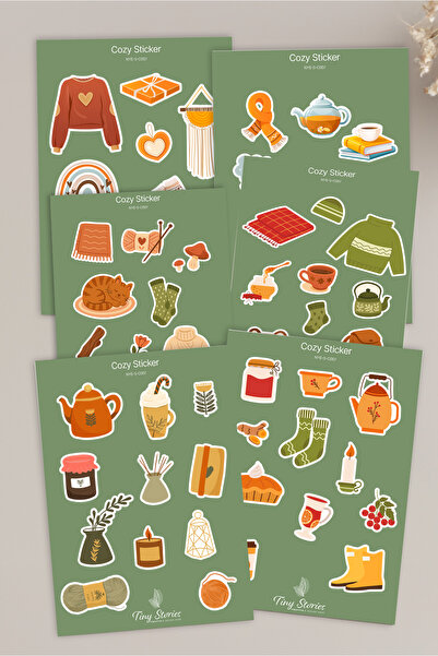 tinystoriestr مجموعة ملصقات ذات طابع مريح - 6 قطع / مفكرة، دفتر ملاحظات، مجلة...