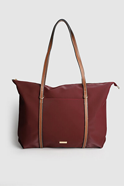 Rivina Lore Front Pocket Detailed Tote Model Satin Large Size Handbag and Shoulder Bag