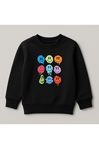 SVART WEAR Swea pentru copii, 100% bumbac, cu imprimeu Smiles, cu gât tip cre...