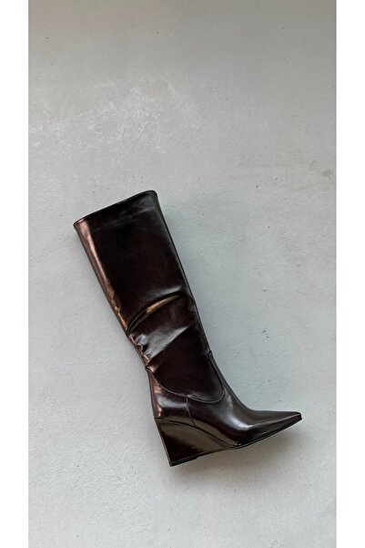 Eataly Shoes Harper Sivri Burun Dolgu Topuk Acı Kahve Kadın Çizme