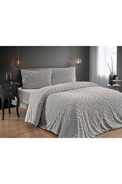 Bikaya Home Diamond 3 Piece Zebra Fur Comforter Quilt Set - 220X240 cm - with Original Bag