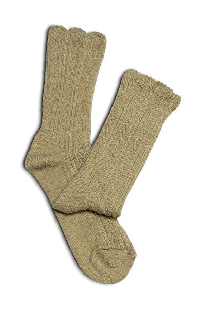 Rumon Knitted Patterned Wool Beige Women's Socks 2 Pack
