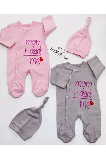 Bebinio Set de 3 salopete cu căciulă (două gri și una roz)