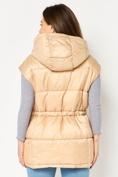 Levi's Women Quilted Hooded Vest Jacket, Beige