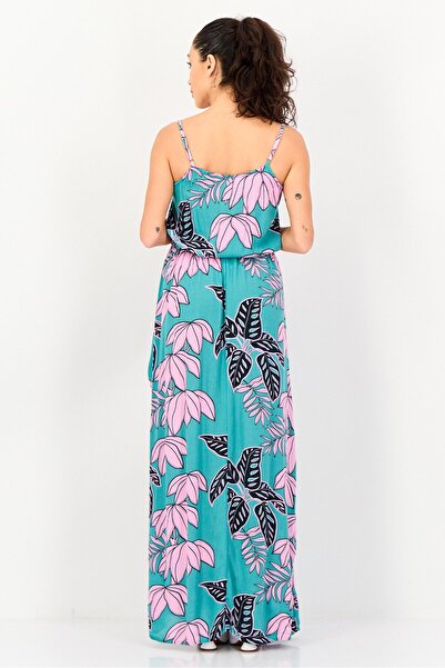 PROMOD Women Floral Print Sleeveless Maxi Dress, Multicolor