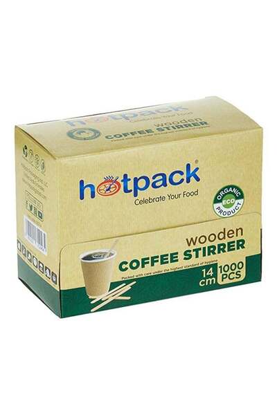 Hotpack Disposable Wooden Coffee Stirrer 14cm- 1000Pcs Beige 14cm