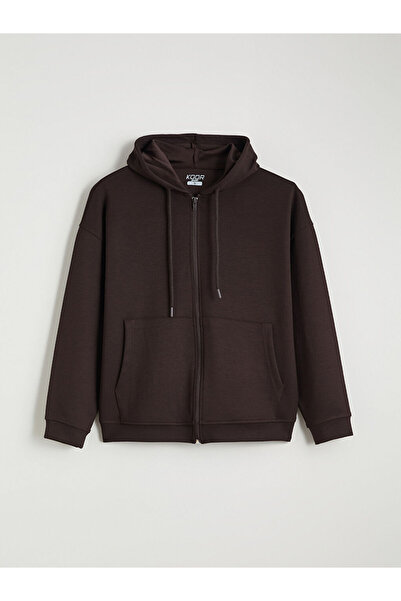 LC Waikiki Koor Sport Brown Hooded Soft Touch Women's Zippered Sweatshirt