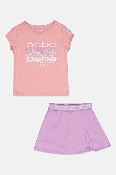 Bebe Kids Girl 2 Piece Sportswear Fit Short Sleeve Training T-shirt And Skort, Multicolor