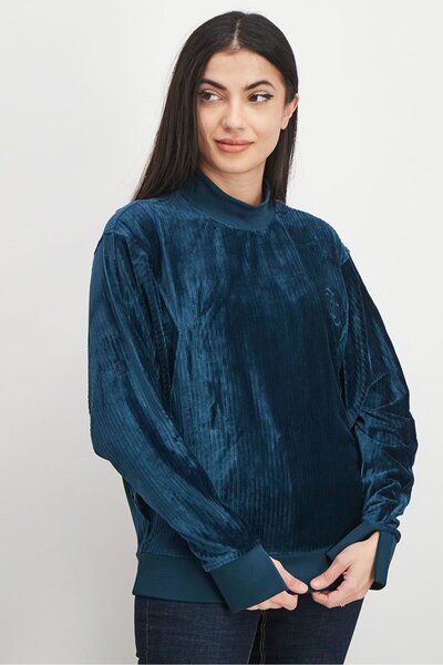 Juicy Couture Women Mock Neck Textured Sweater, Teal