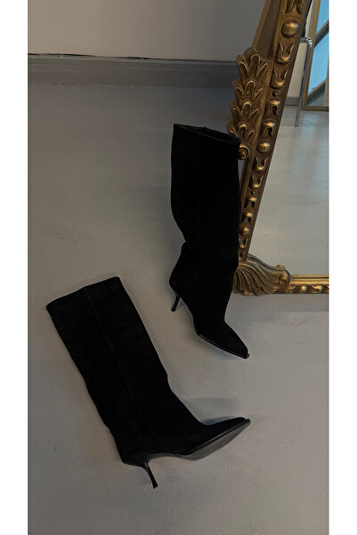 Eataly Shoes Camila Siyah Hakiki Deri Süet Çizme