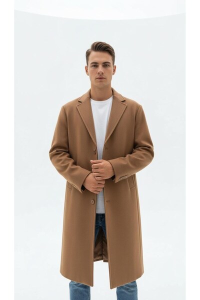 Plus Scorpion Ανδρικό μακρύ παλτό – Χειμερινό, με ζώνη, κομψό μοντέρνο σχέδιο