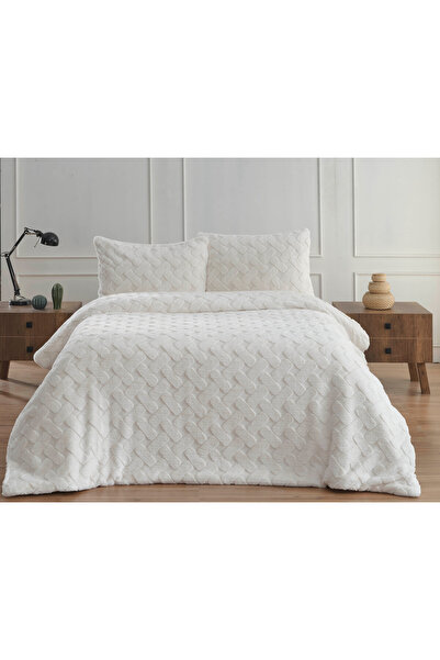 Bikaya Home Diamond 3 Piece Pietra Double Fur Comforter Duvet Set - 220X240 cm - with Original Bag