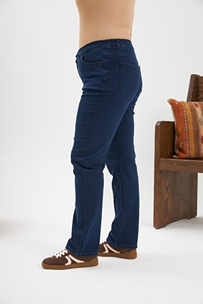 RMG Elastic Waist Large Size Jeans Blue