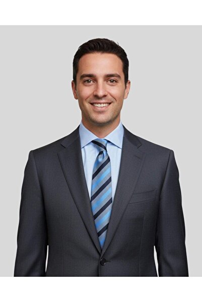 1001 Kravat Navy Blue Striped Slim Tie - 7 cm Wide