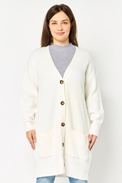 Phase Eight Women V Neck Knitted Cardigan, White