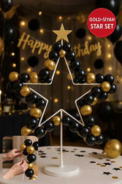 TOYFEST Stalak za balone sa zvezdama | Stolni ukras za zabavu | Set za dekora...
