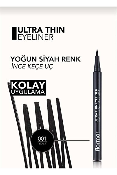 berismoda Berisflormar Ultra Thin Yoğun Renk Veren Eyeliner No: 001 Siyah