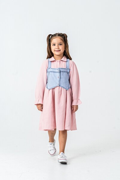 CLOUDY WEAR&DESİGN Rochie casual pentru fetiță cu detaliu din denim (2-9 ani)