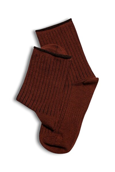 Rumon Burgundy Cotton Corded Fabric Elastic-Free Stitch-Free Socks 2-Pack